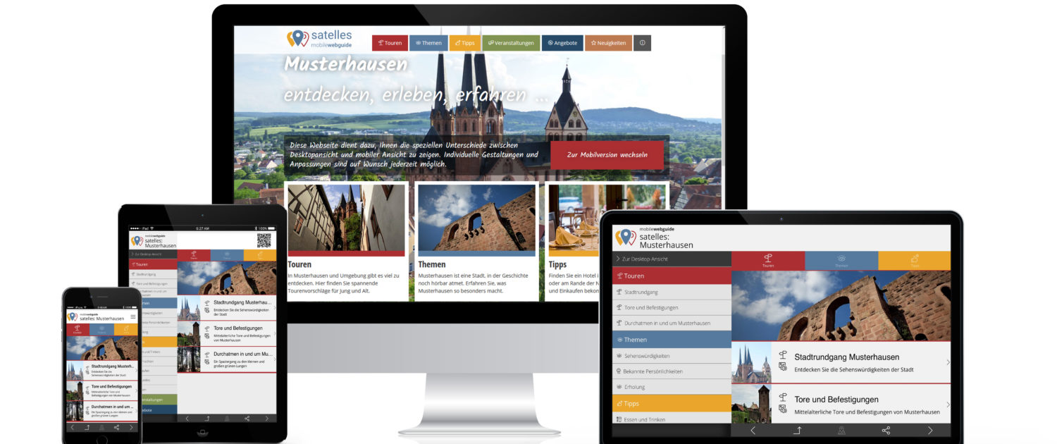 satelles mobilewebguide: Tourismusmarketing, digitaler Stadtrundgang als Web App mit Audio Guide